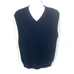 Vintage Brooks Brothers Men XL Cotton Sweater Vest Cable Knit Old Money Slim Fit